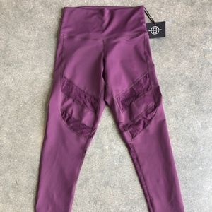 (NWT) DYI Workout legging-- Purple/Lace Mesh